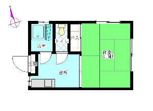 家賃5.6円（礼1 敷1）京王多摩川 徒歩6分